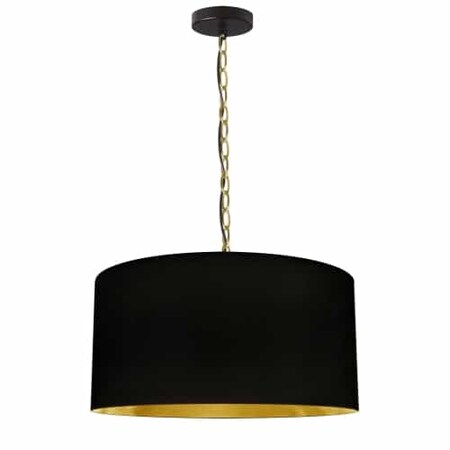 Dainolite 1Lt Braxton Medium Pendant, Blk/Gld Shade, Agb BXN-M-AGB-698